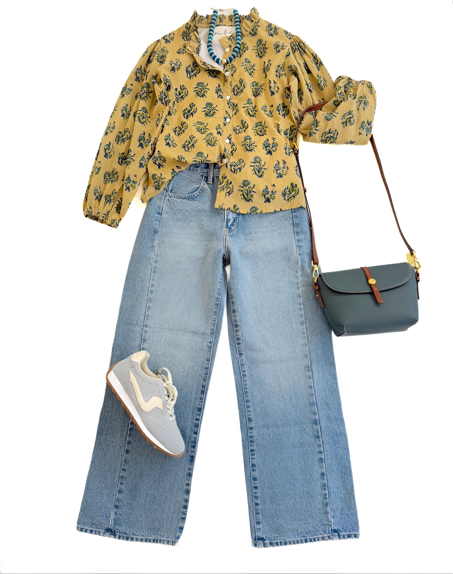 Ellen Top in Citron & Blue Florals