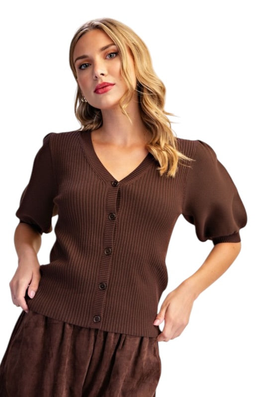 V Neck Fitted Cardigan- 2 Colors