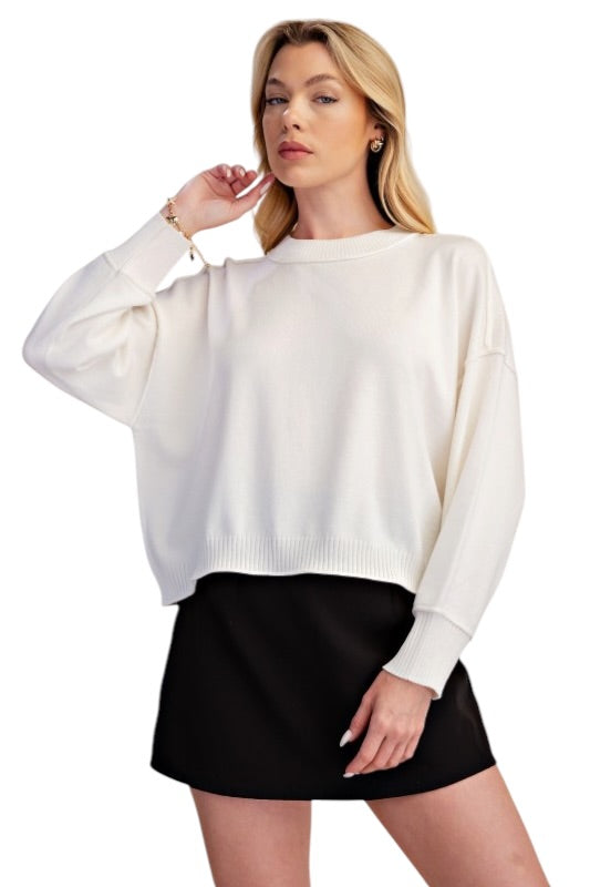 Drop Shoulder Knit Sweater- 3 colors