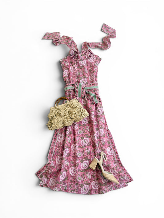 Felicity Sleevless Mid In Pink Floral