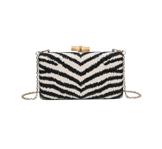 Zebra Bamboo Clasp Clutch