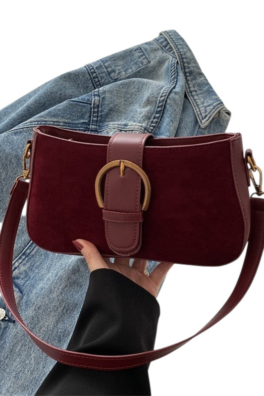 Suede Buckle Tote- 2 Colors