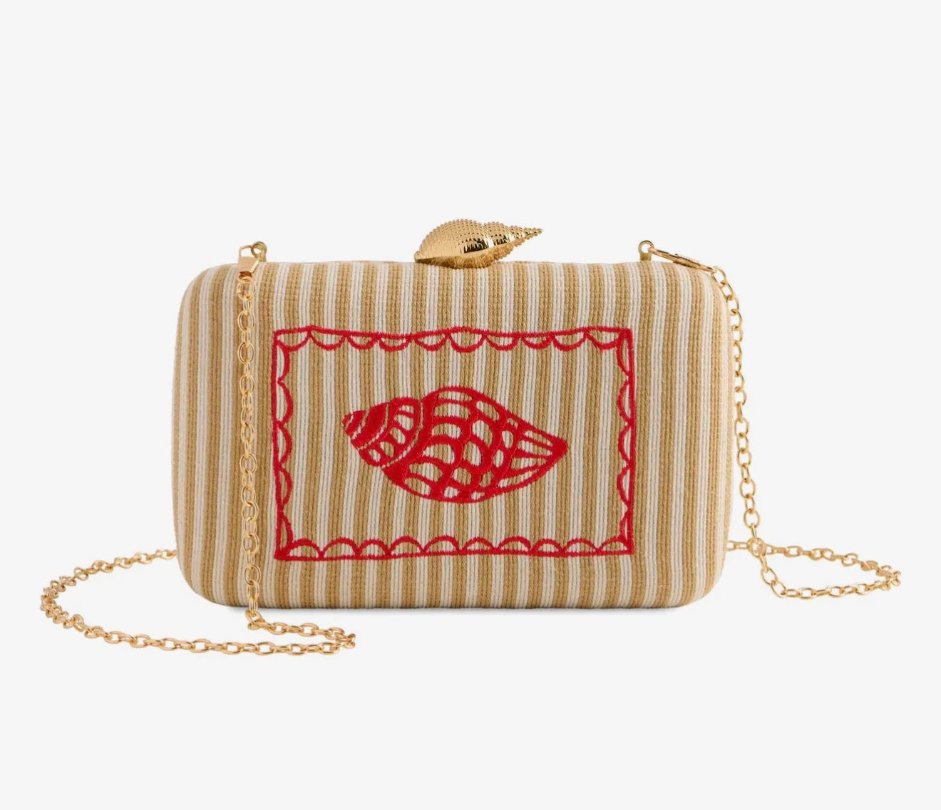 Costal Embroidered Stripes Clutch- 2 Colors