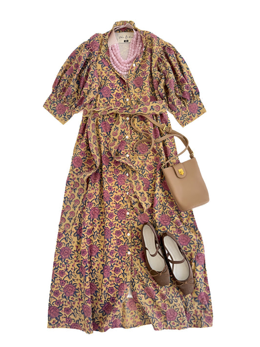 Julia Street Midi in Butter & Pink Floral