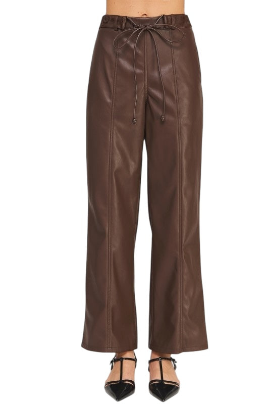 Quilted Belt Leather Pant- 2 Colors
