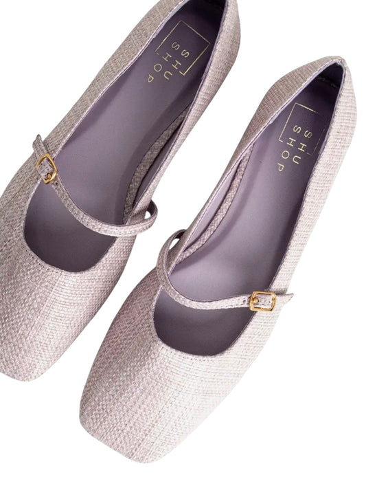 Lilac Raffia Ballet Flats