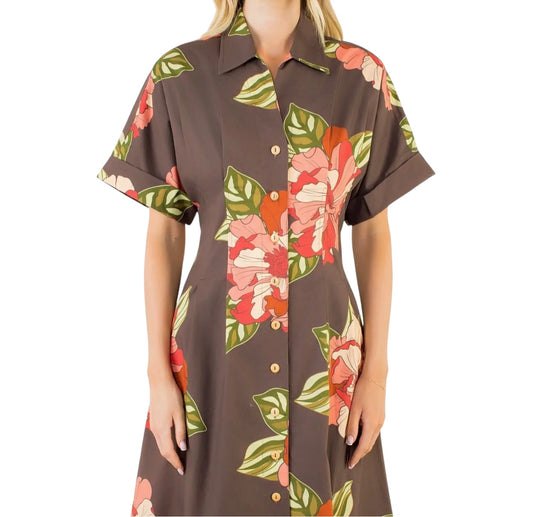 Chocolate & Orange Florals Midi