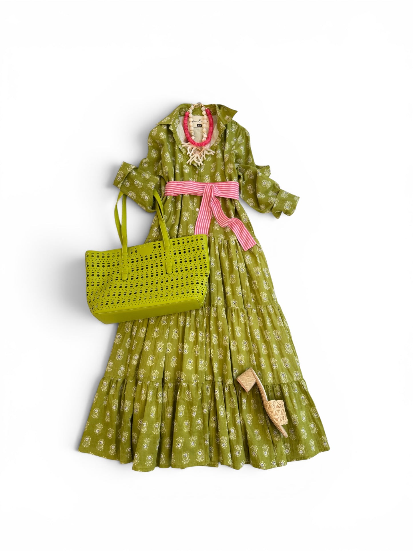 Octavia Street Shirt Dress in Lime