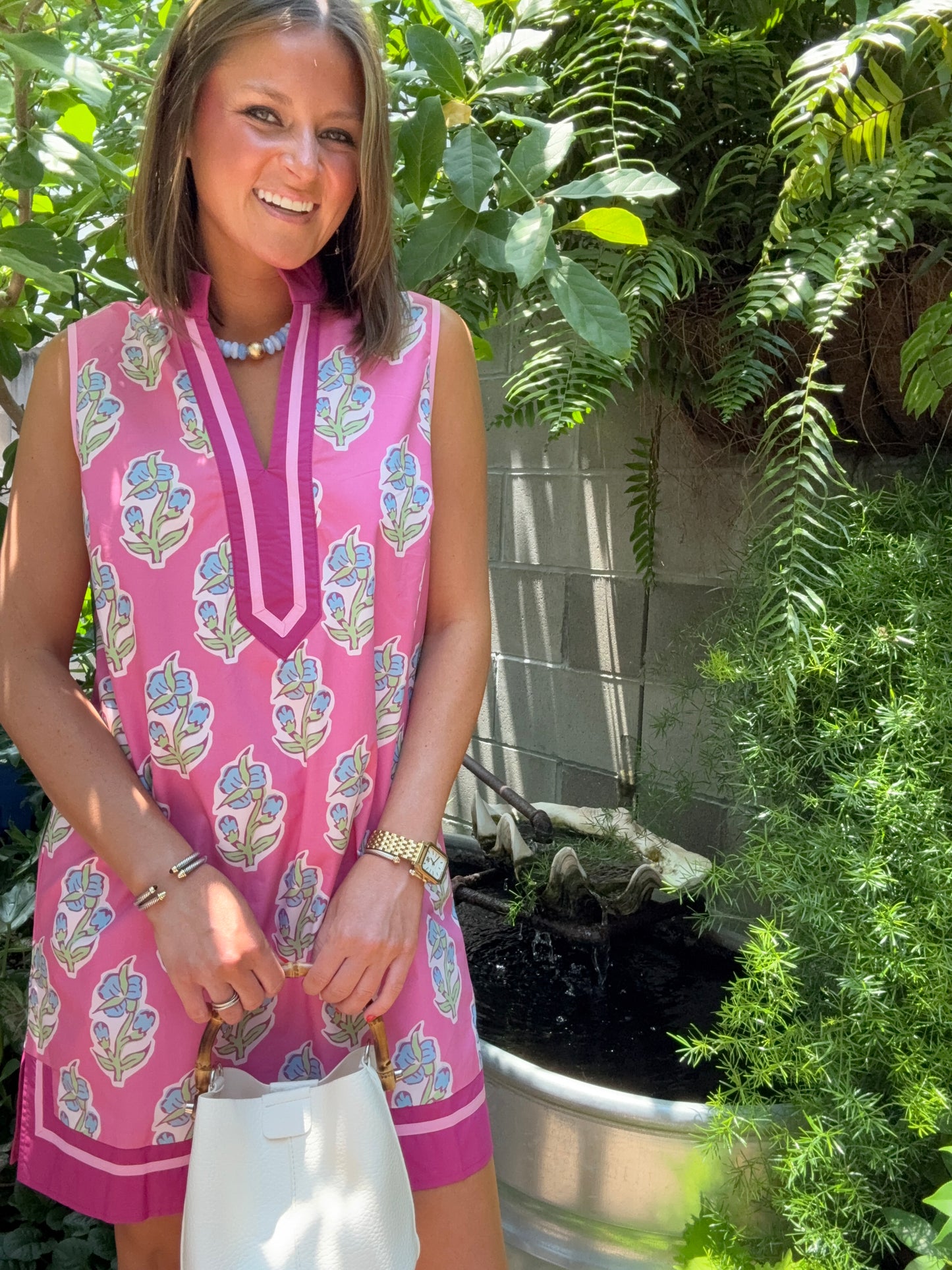 Pink Gardens Sleevless Shift