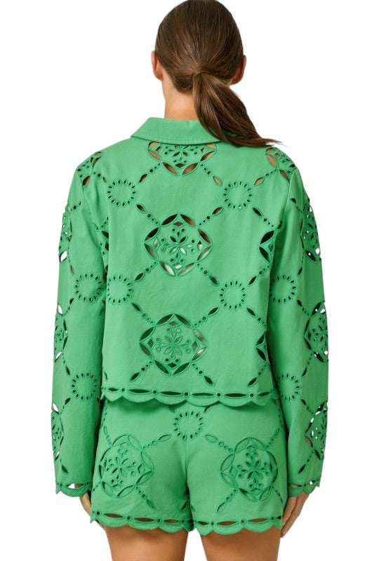 Eyelet Embroidery Set in Kelly