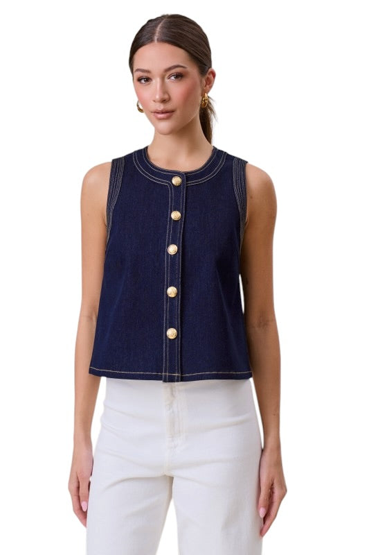 Dark Denim Sleeveless Top