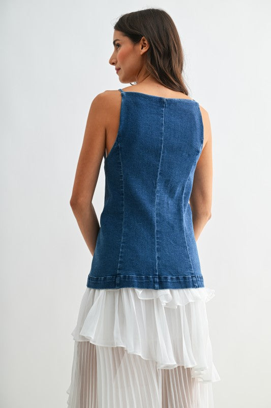 Square Neck Denim Top