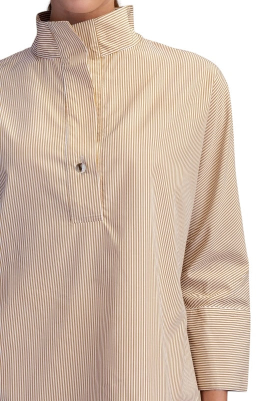 Lucite Bead Tunic in Taupe Stripe