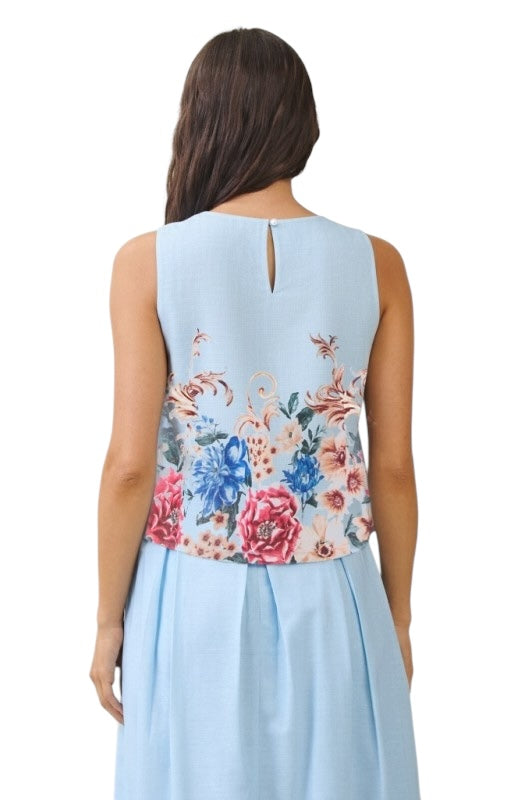 Blue Florals Skirt Set