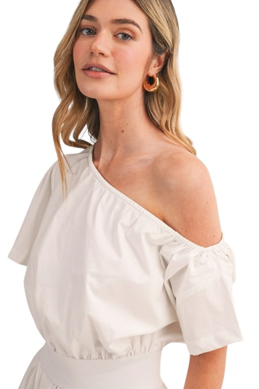 Off Shoulder Poplin Midi