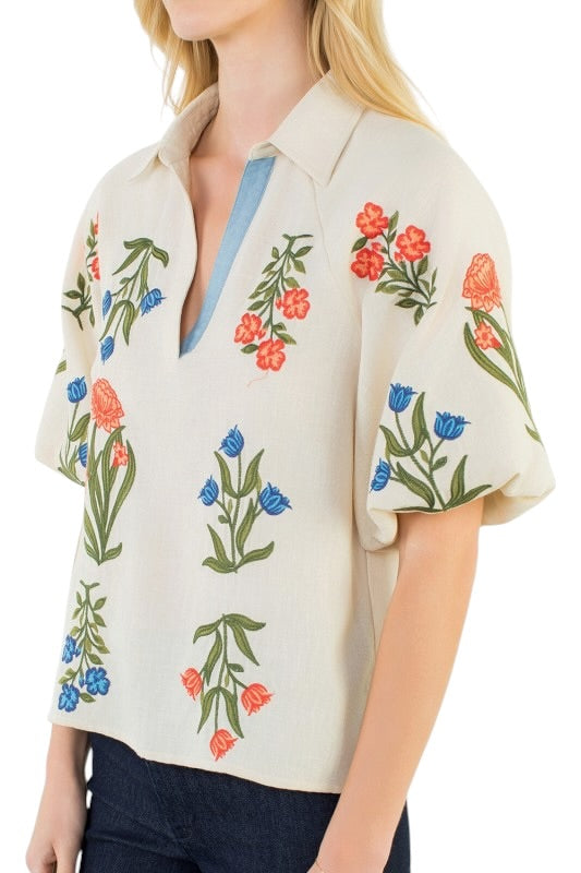 Embroidered Florals Top