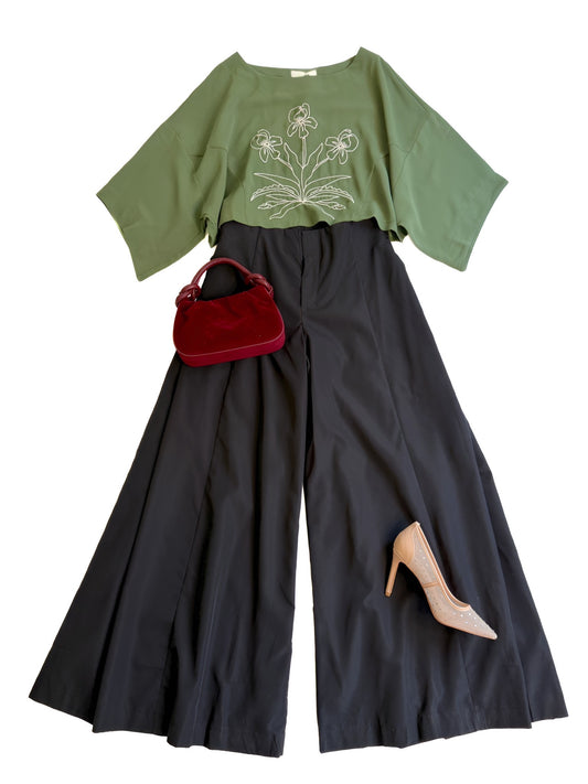 Embroidered Orchid Kimono Top