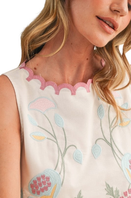 Scallop Embroidered Tank- 2 Colors