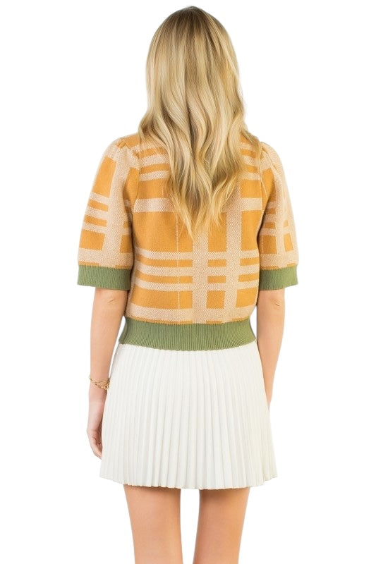 Camel & Olive Plaid Sweater