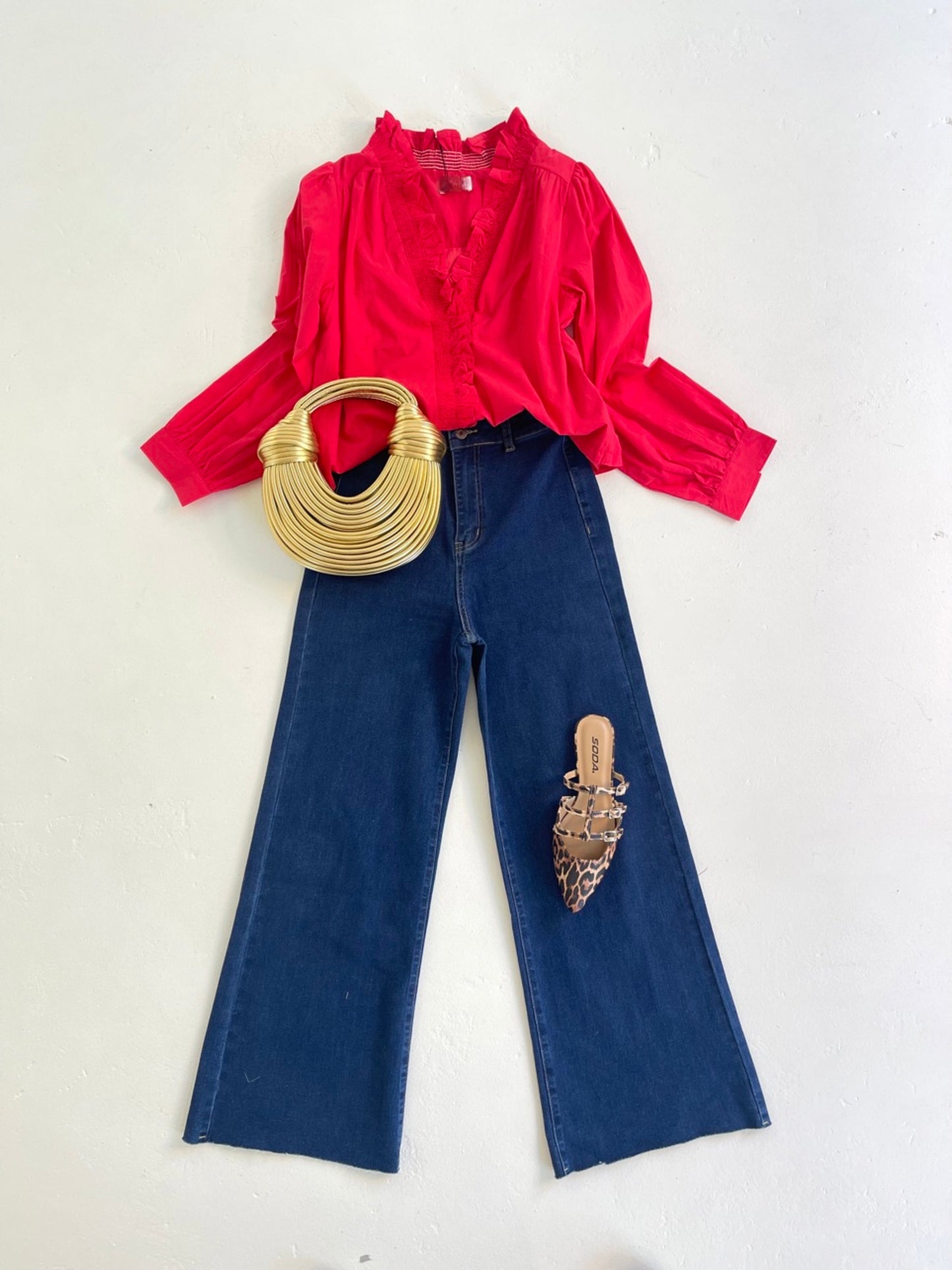 Smocked Ruffle Top in Red