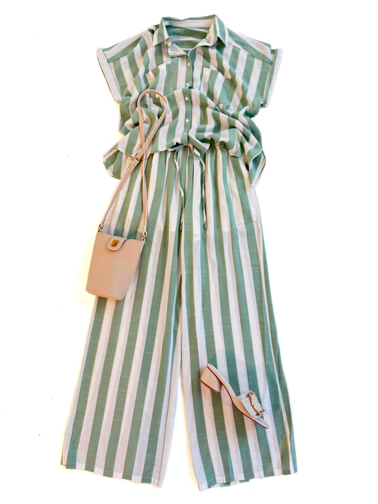 Cabana Stripe Top in Green Tea