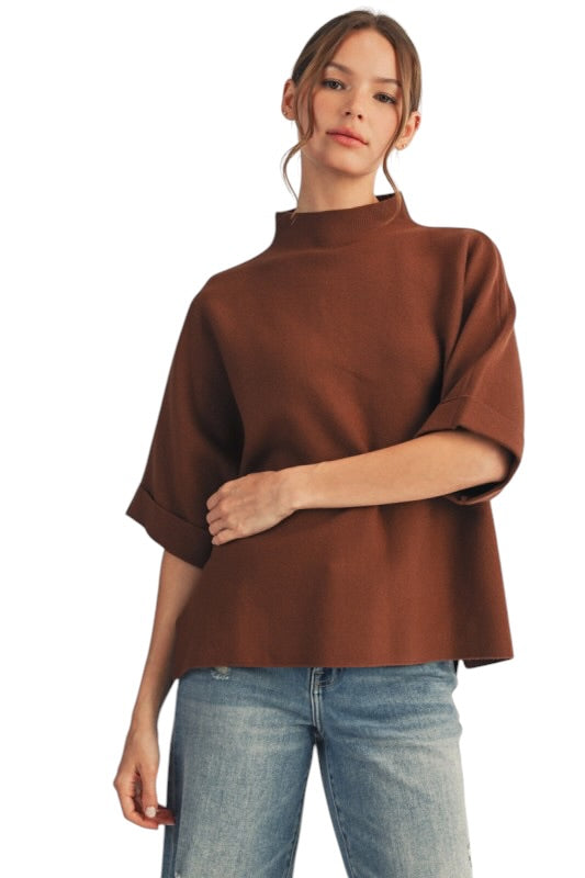 Mock Neck Sweater- 2 Colors