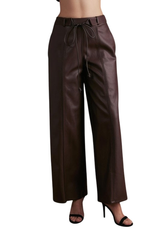 Quilted Belt Leather Pant- 2 Colors