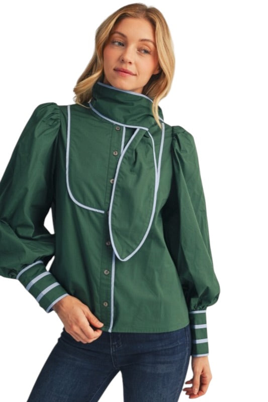Tie Detail Poplin Blouse- 2 Colors