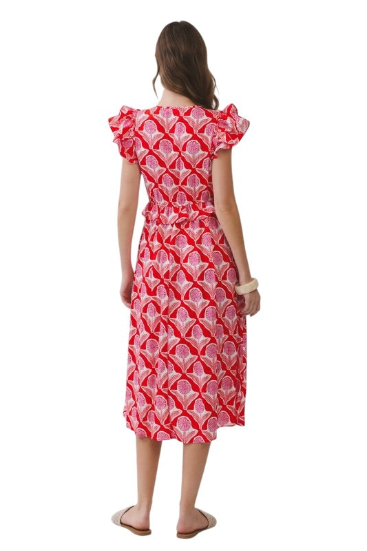 Red & Pink Marigold Midi