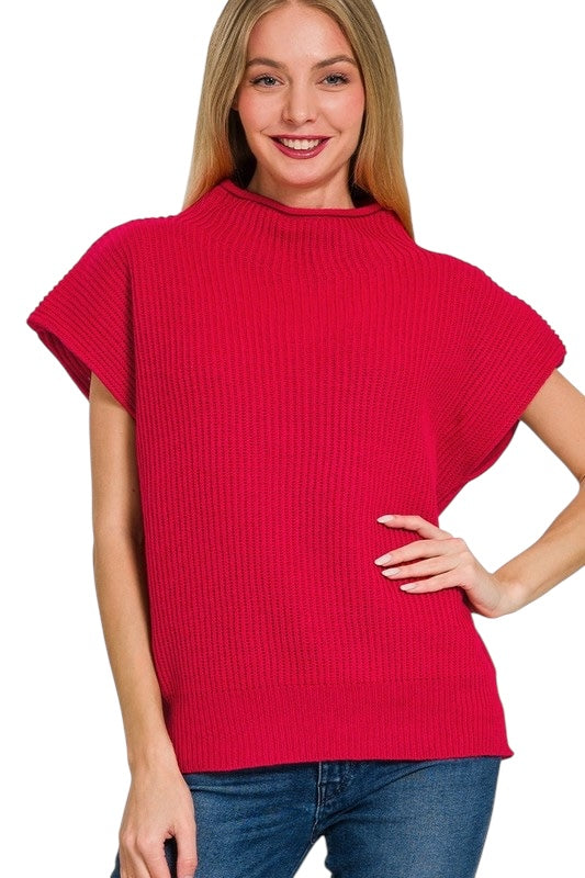 Power Shoulder Mock Neck Sweater- 5 Colors!