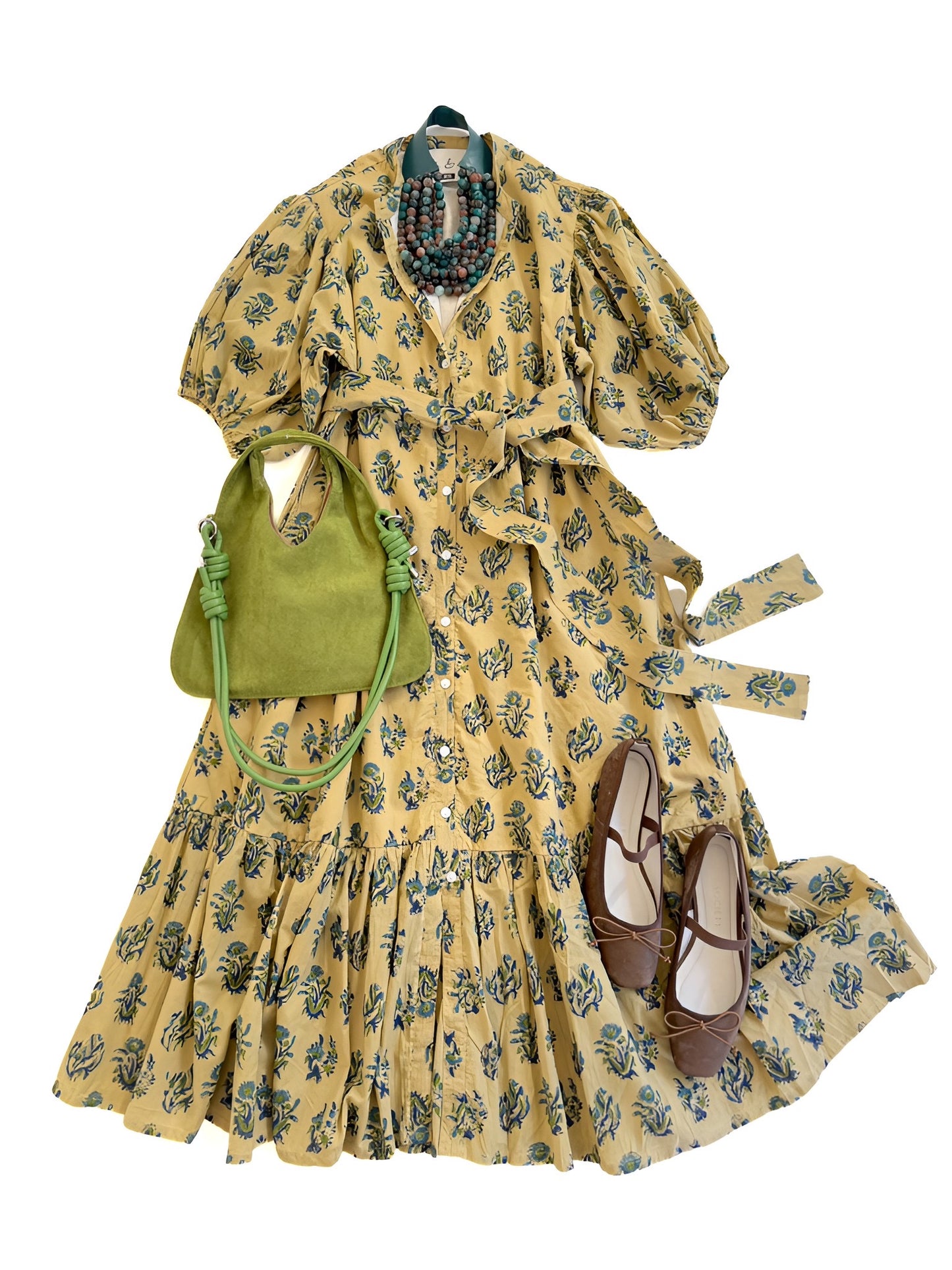 Meg Midi in Citron & Blue Florals