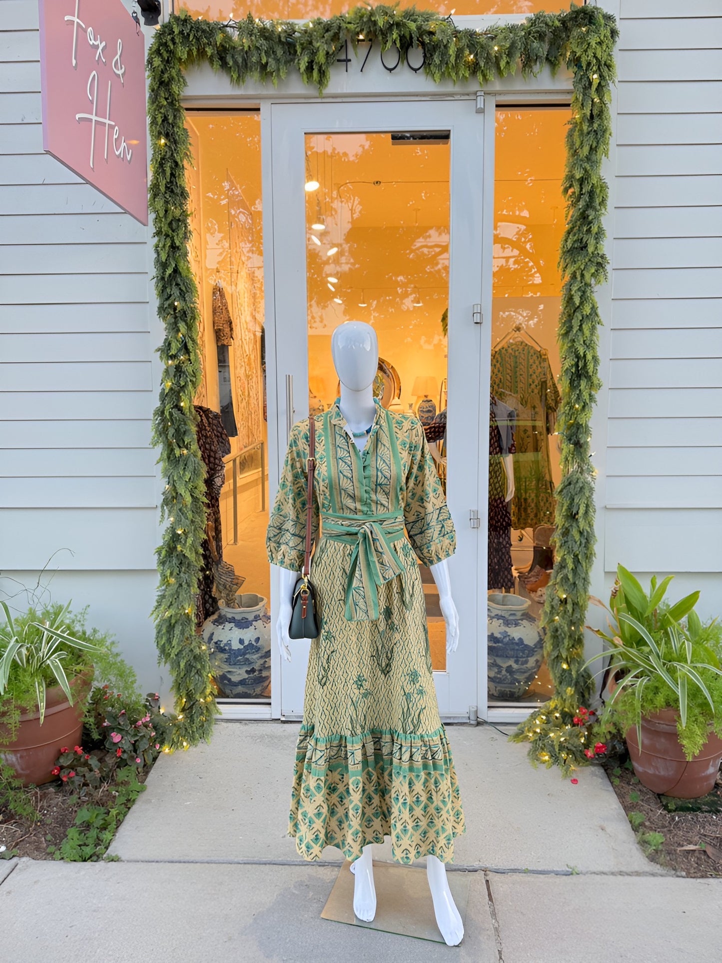 State Street Maxi in Green & Parchment Narcissus
