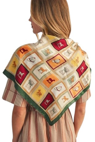 Equestrian Squares Silky Scarf