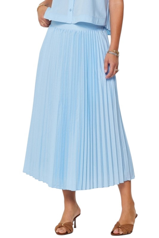 Pleated Poplin Midi Skirt