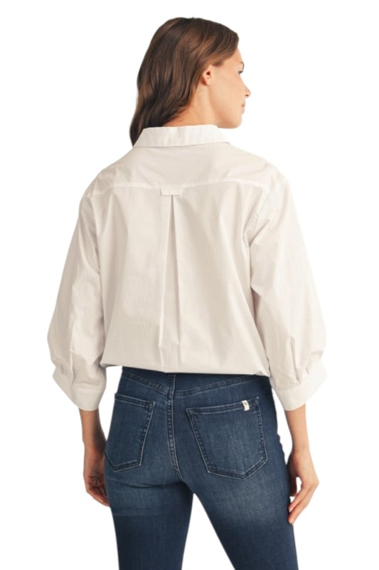Drawstring Hem Poplin Top