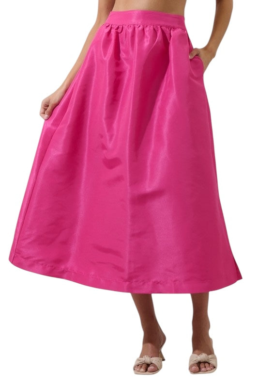 Taffeta Midi Skirt- 3 Colors