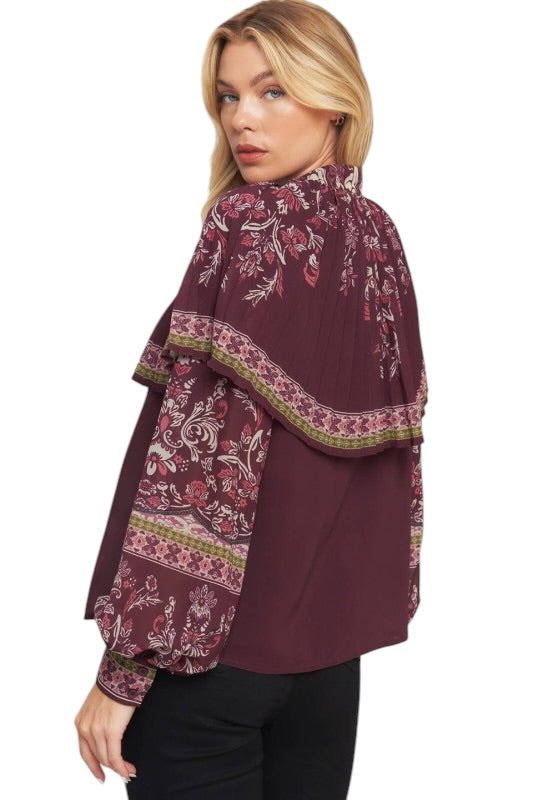 Plum Cape Detail Blouse