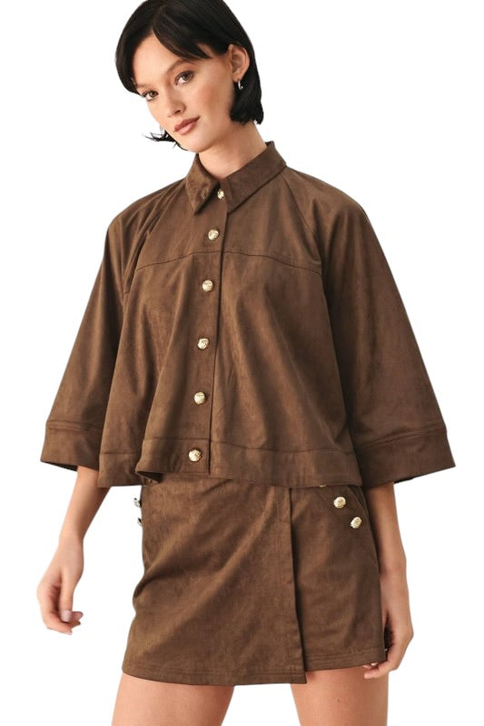 Faux Suede Boxy Jacket