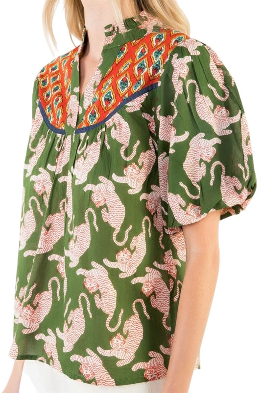 Green & Orange Tiger Top