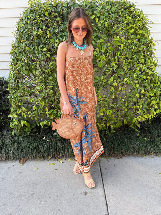 Beaded Strap Palms Midi