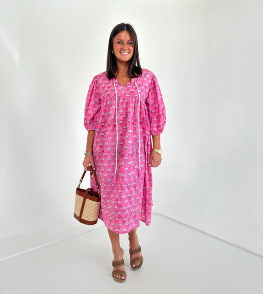 Pink Tassel Tie Midi
