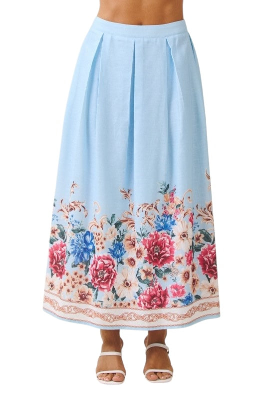 Blue Florals Skirt Set