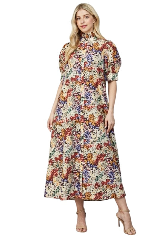 Fall Florals Shirt Dress