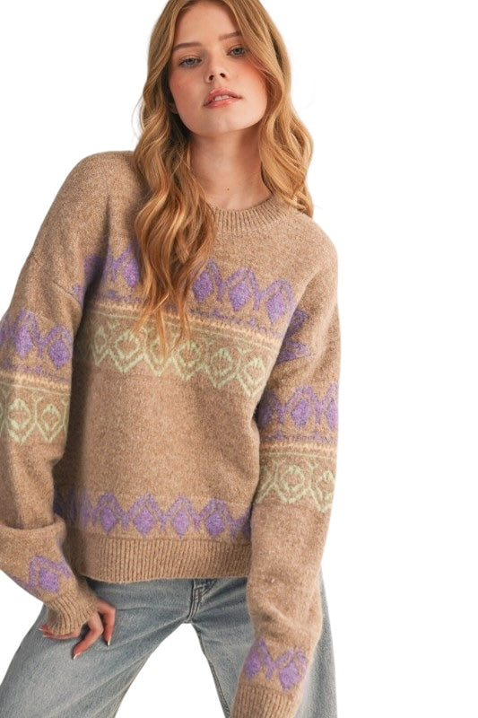 Lilac & Lime Geo Sweater