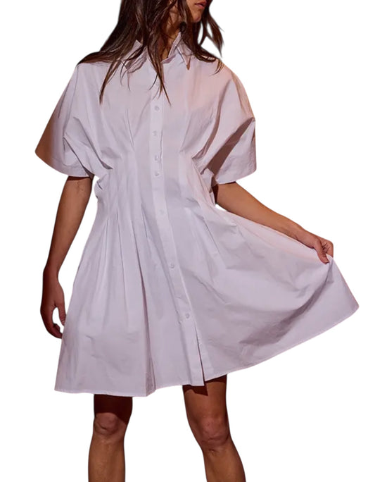 Pintuck Poplin Mini in White