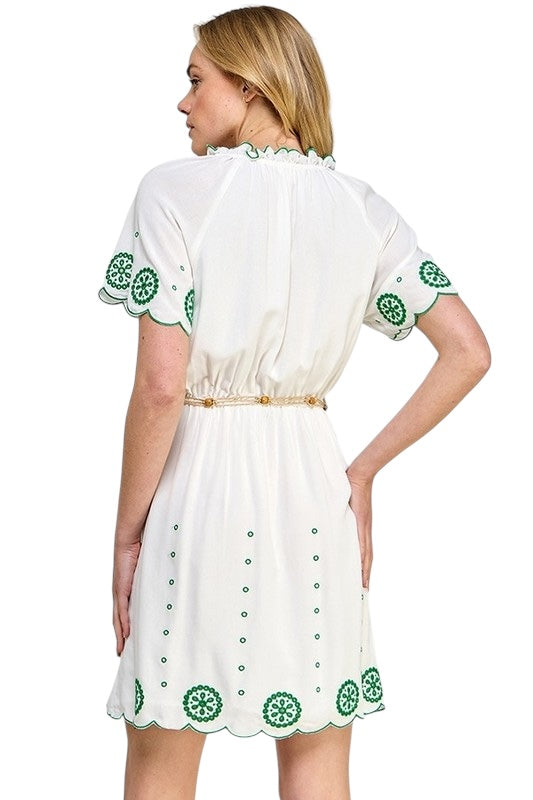Green Eyelet Cutout Shift