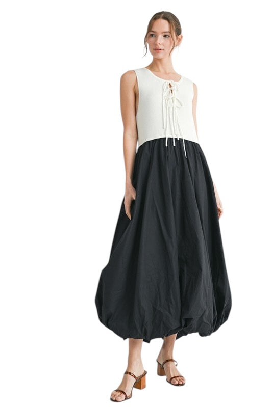 Mixed Media Bubble MIDI in Black
