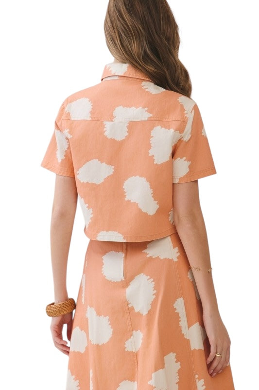 Sherbet Sky Button Front Top