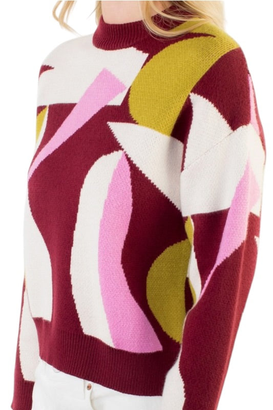 Burgundy & Citron Knit Sweater