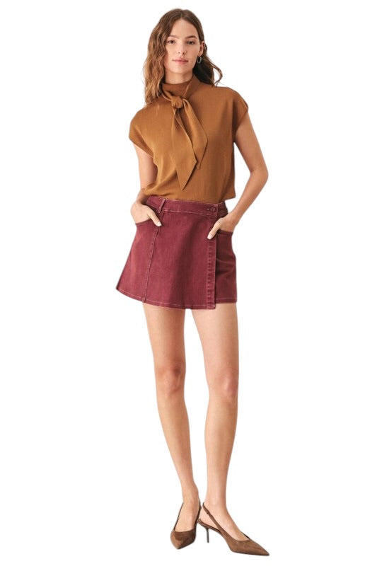 Wine Denim Skort